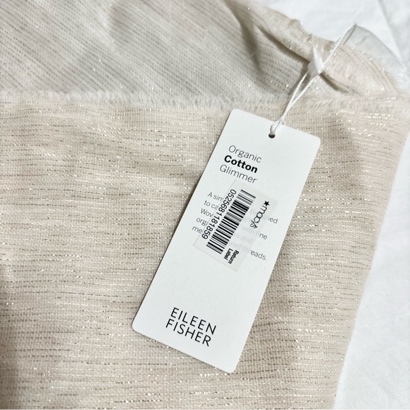 NEW Eileen Fisher Organic Cotton Glimmer Beige Wrap Scarf - Picture 4 of 5